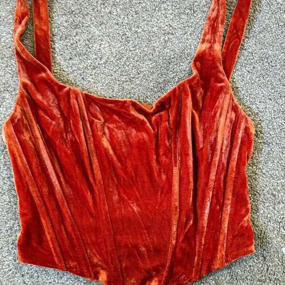 Et Clet burnt orange  velvet  Corset Top size small fairy core - Picture 1 of 4